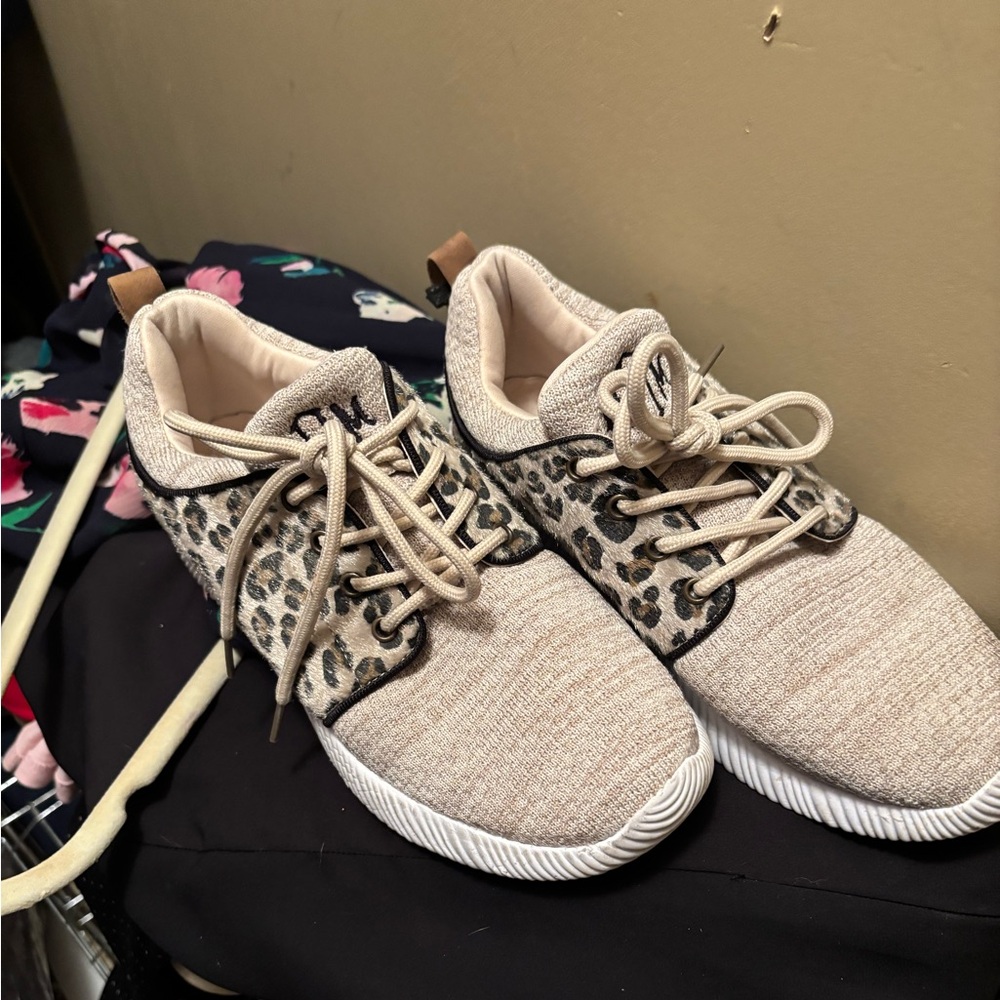 Leopard Print and Beige Sneakers